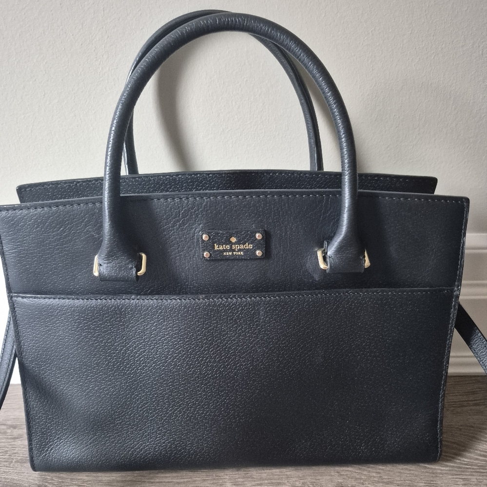 Kate Spade Black Top Handle Crossbody Strap Tote Bag